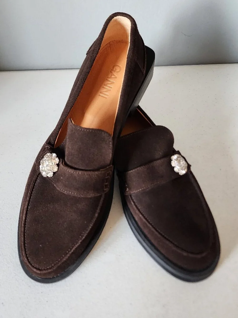 Ganni Brown Suede Loafer 